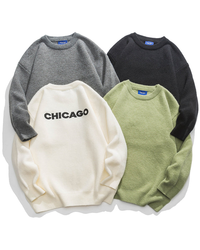 Men's New Back Letter Embroidered Sweater