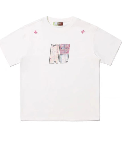 Paste Cloth Embroidery Retro Loose Casual All-match Short-sleeved T-shirt