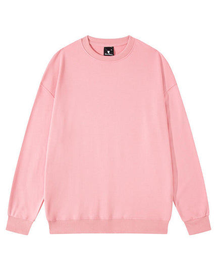 Men's Solid Color Pullover Sweatshirt Loose Round-neck Top Couple College Style Solid Color Clothes
