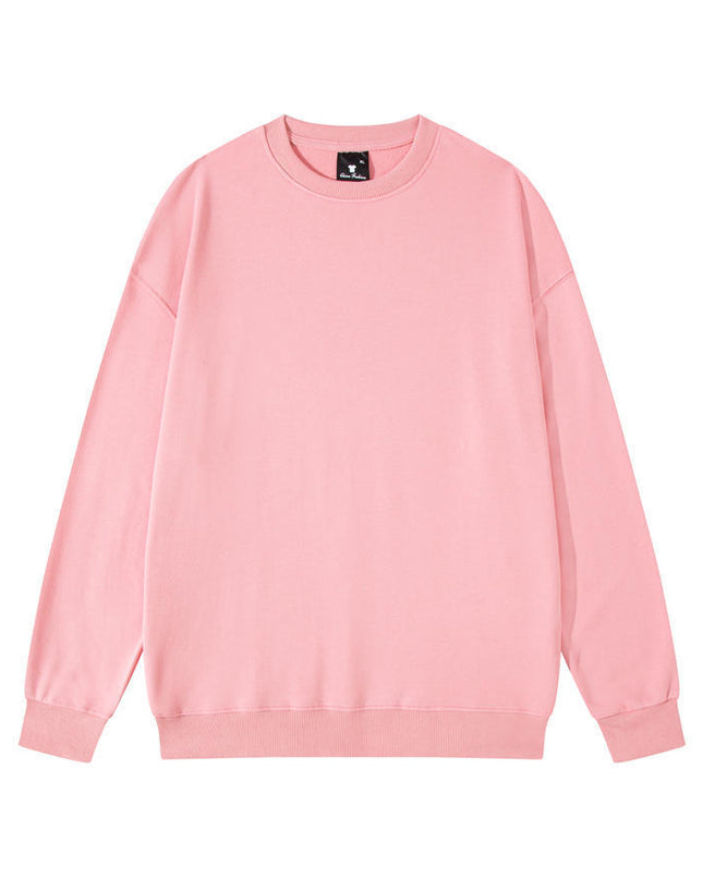 Men's Solid Color Pullover Sweatshirt Loose Round-neck Top Couple College Style Solid Color Clothes