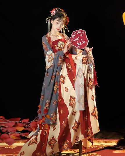 Tang Women's Han Chinese Clothing Recovery Cheko Dress Tang Imperial Concubine Style One-piece Chest Suit