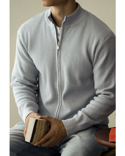 Men's Breathable Zipper Casual Stand Collar Sweater