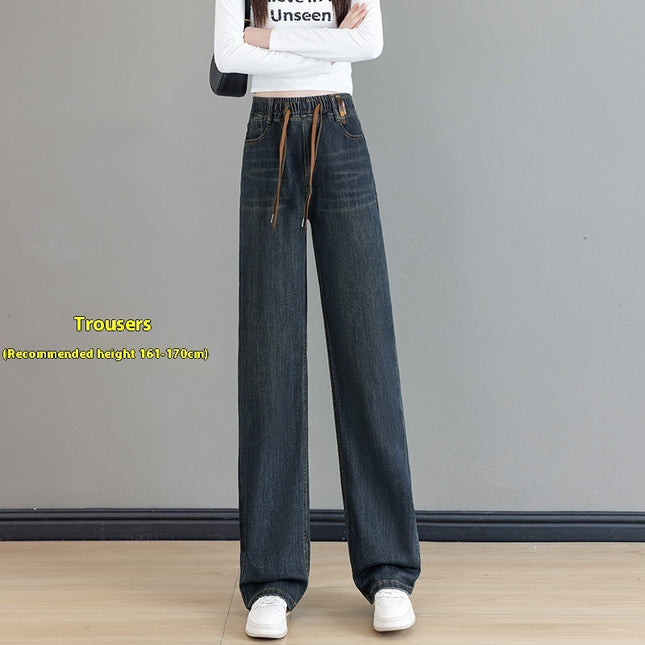 Loose Waist Trimming Lace-up Jeans For Women