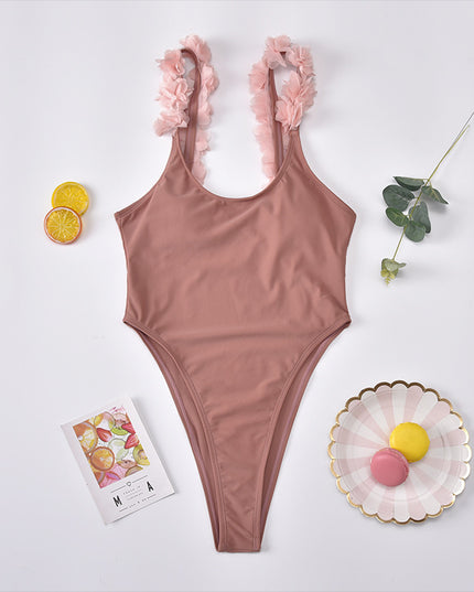 Ladies Bikini European And American Solid Color One Piece Swimsuit