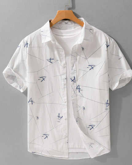 Letter Printed Simple Short Sleeve Shirt