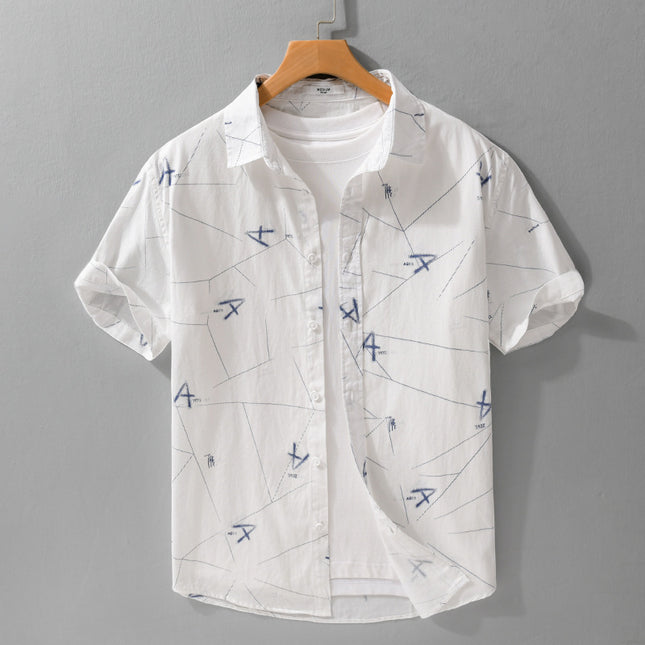 Letter Printed Simple Short Sleeve Shirt