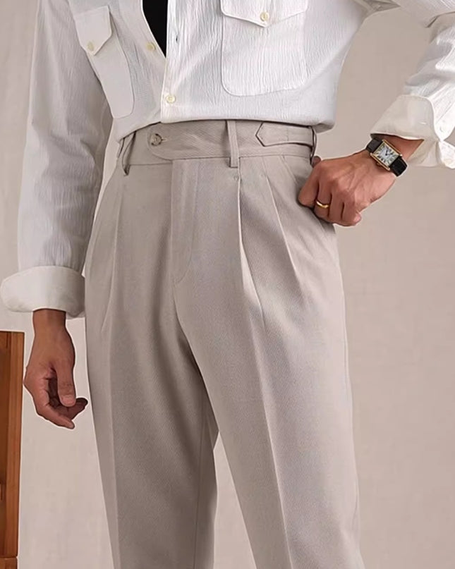 Neapolitan Mesh Wool Breathable Straight Loose Suit Pants