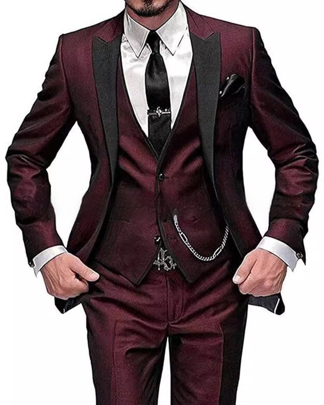 Black Collar Color Blocked Three Piece Set
