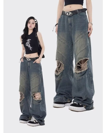 Retro Loose Casual Straight-leg Trousers Women