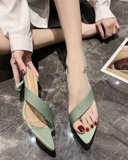 Pointed Stiletto Transparent Cross-strap Sandals And Slippers Women