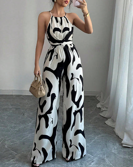Women's Fashion Zebra Print Suspender Jumpsuit