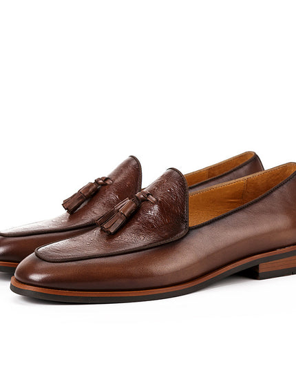 British Top Layer Cowhide One-step Men's Business Casual Loafers