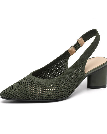 Hollow-out Knitted Closed Toe Back Empty Strap Sandals Pointed Toe