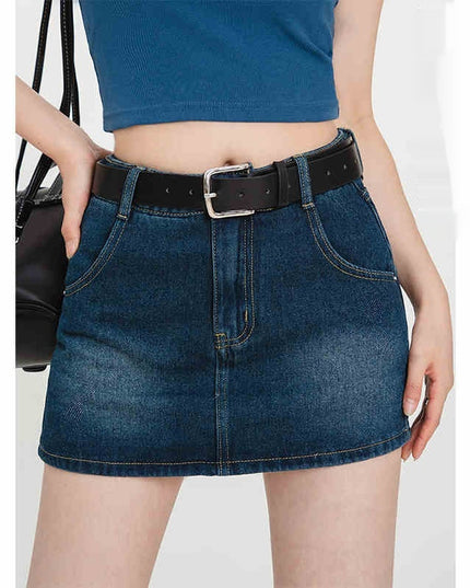 Retro A- Line Denim Short Skirt