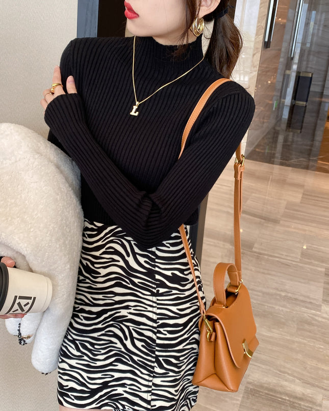 Half Turtleneck Knitted Sweater Women's Bottoming Shirt Women's Autumn And Winter