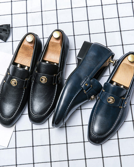 Large Size Business Shoes Men's British Style Fashion Polished Loafers Pure Color Lazy Shoes Men