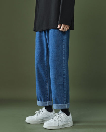 Straight Cropped Jeans Men's Loose