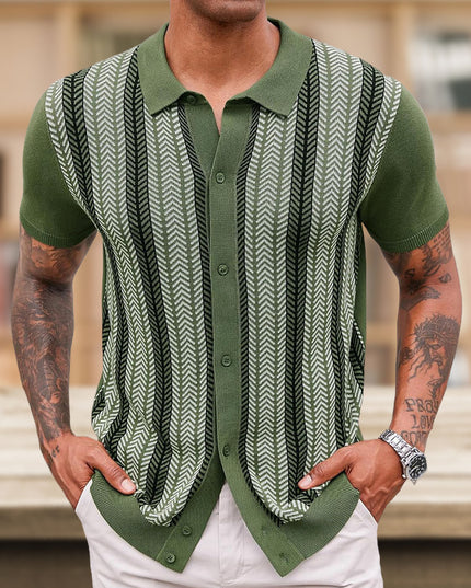 Men's Casual Striped Jacquard Sweater