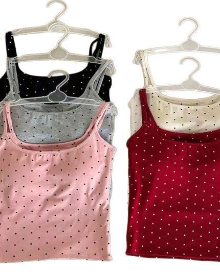 U Backless Polka Dot With Chest Pad Outer Wear Bottoming Sling