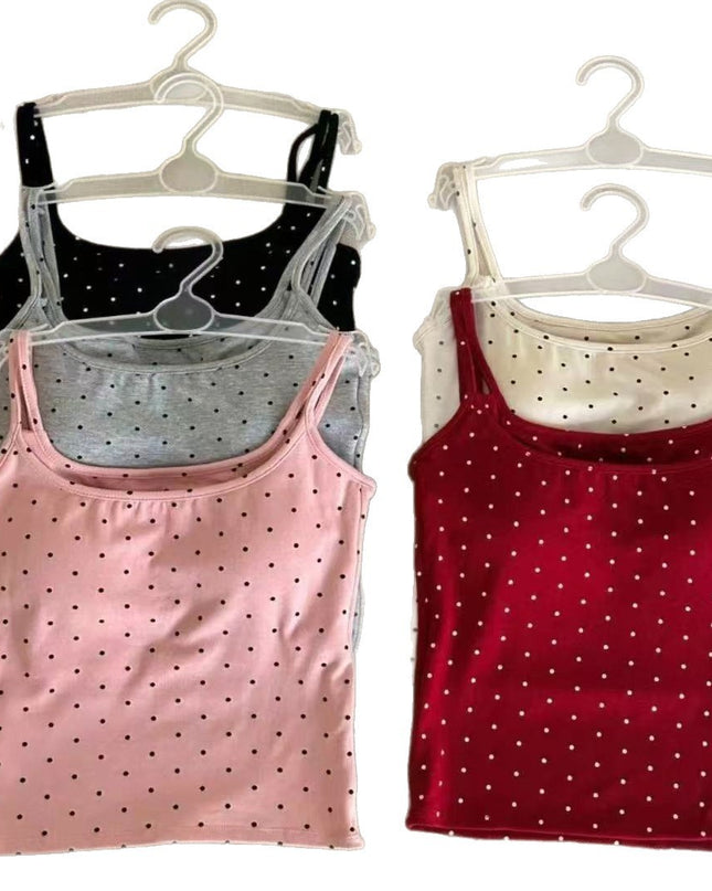 U Backless Polka Dot With Chest Pad Outer Wear Bottoming Sling