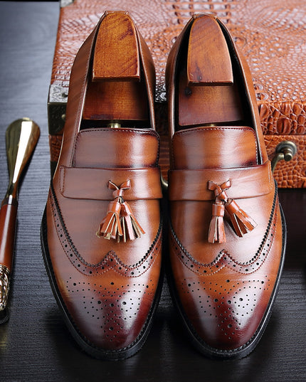 Casual Fashion Brogue Fringed Leather Shoes Men