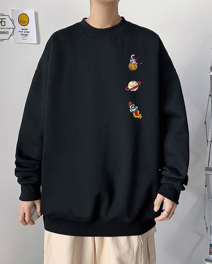 Hong Kong Style Round Neck Sweater Men Loose Spring Trend Printing