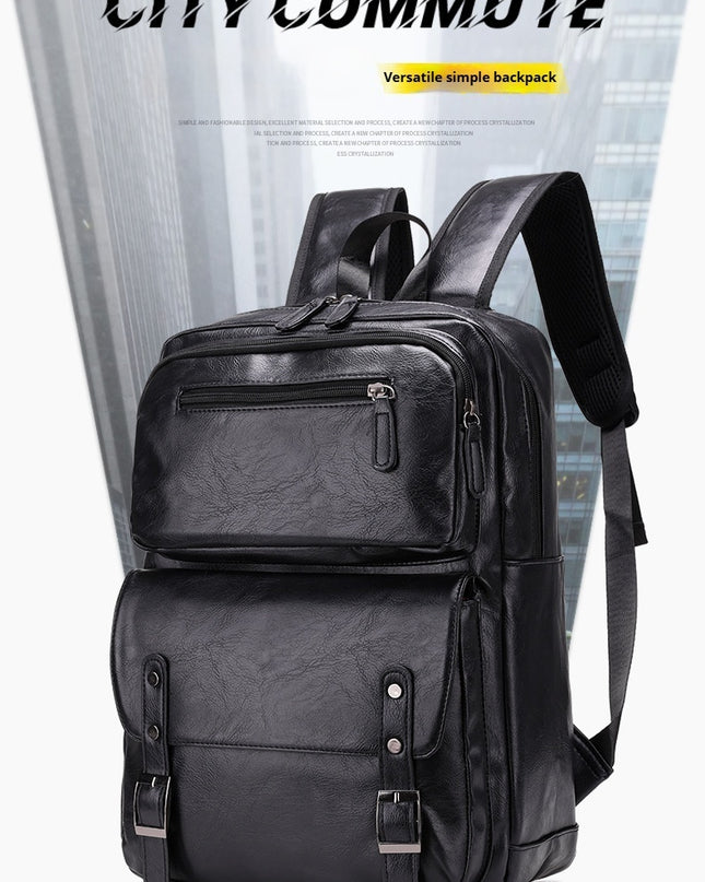 High-end Leather Texture Business Large Capacity Backpack