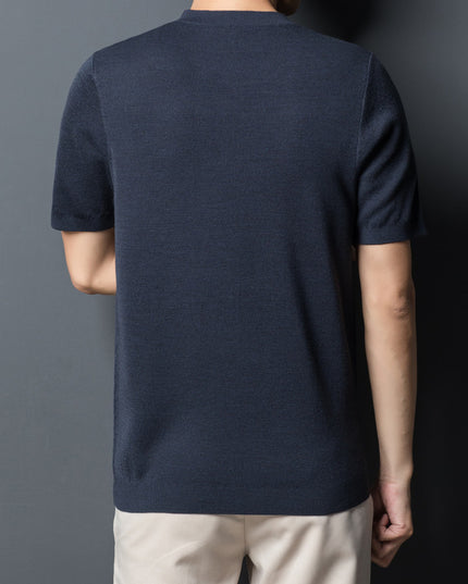 Cardigan Short Sleeve T-shirt Crew Neck Men's Sweater