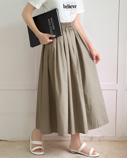 Skirt Pure Cotton Flared Pleated Swing