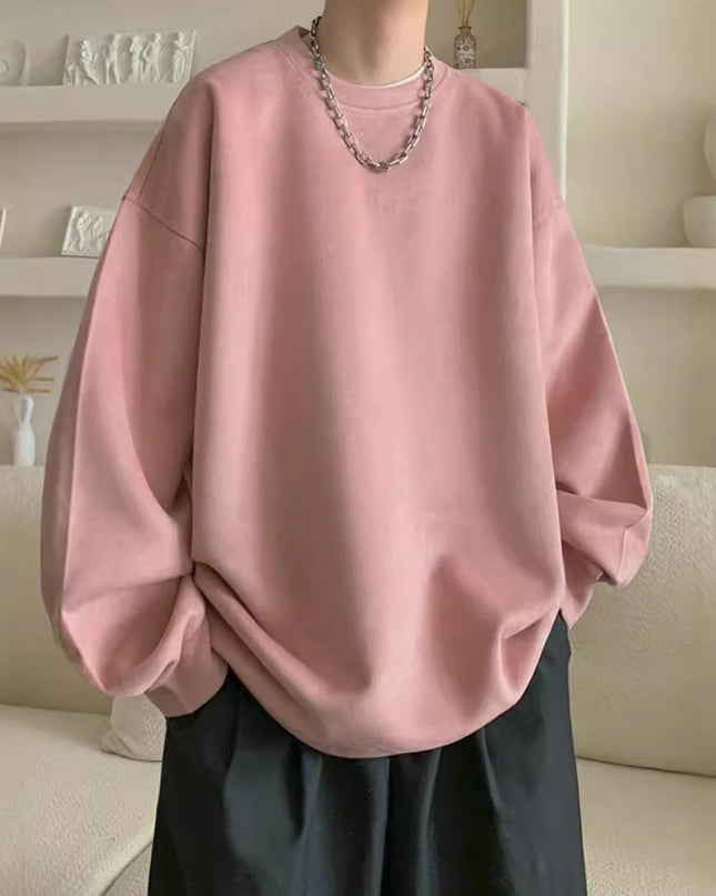 Japanese Basic Style Round Neck Sweater For Men