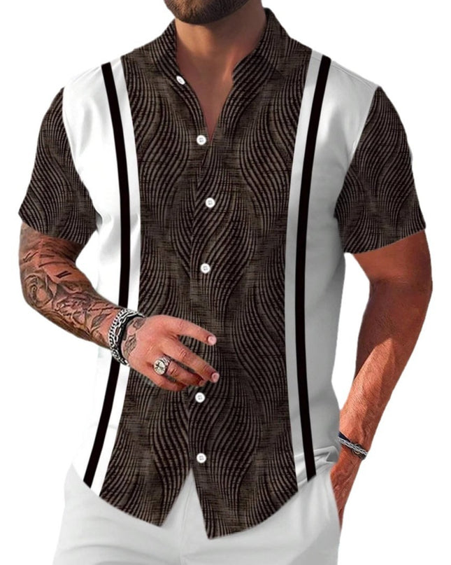 Casual All-matching Fashion Geometric Trend Short Sleeve Shirt