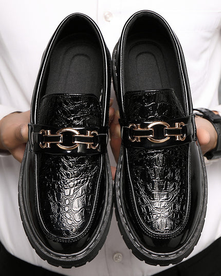 Glossy Casual Men's Youth British Leather Shoes