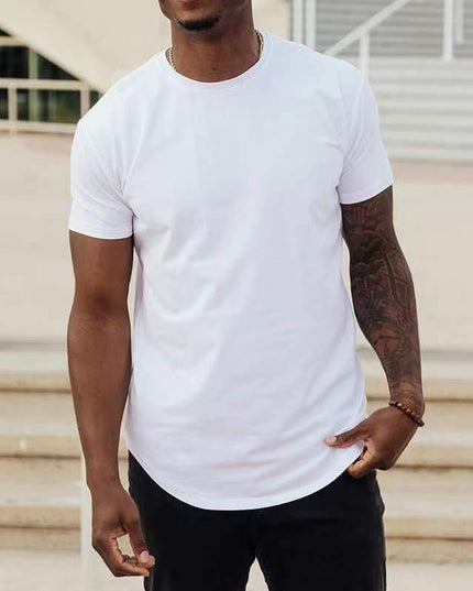 Slim Fit Muscle Round Hem Short Sleeve Popular Sports T-shirt