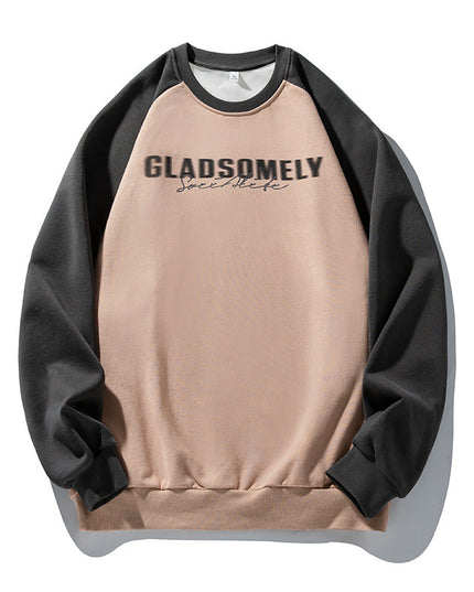 Color Contrast Patchwork Raglan Sleeve Round Neck Sweater Men's Autumn And Winter American Style