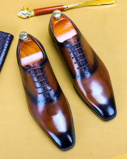 Oxford Retro Gentleman Shoes Lace Up British Whole Leather Leather Casual
