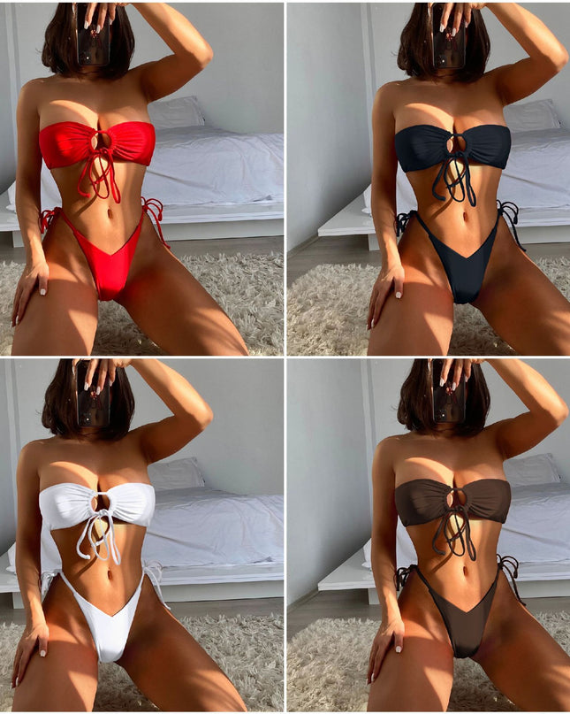 Ladies Split Swimsuit Sexy Adjustable Knotted Bikini