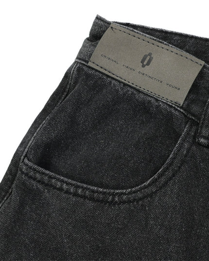 Men's Digital Cat Beard Affixed Cloth Embroidered Washed Jeans