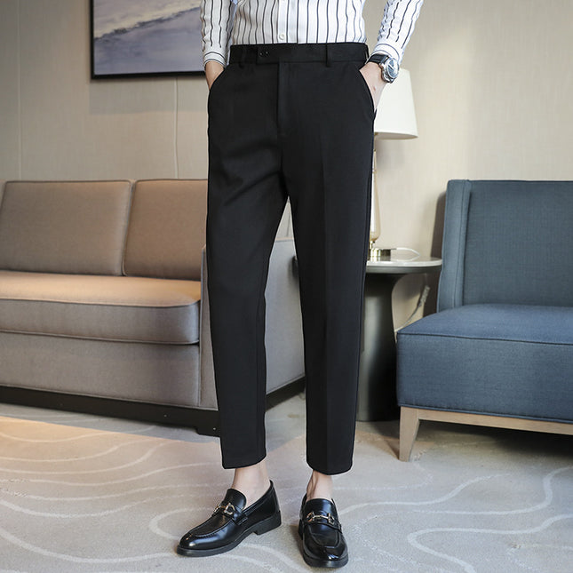 Straight Retro Brown Elastic Slim Fit Brown Casual Pants