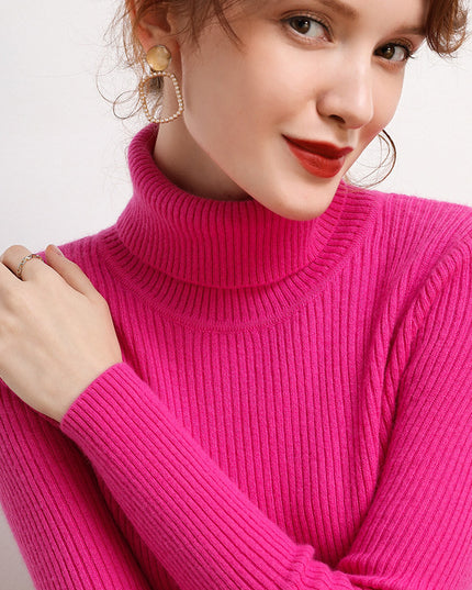 Simple Temperament High Collar Sweater Women's FallWinter Slim Short Pullover