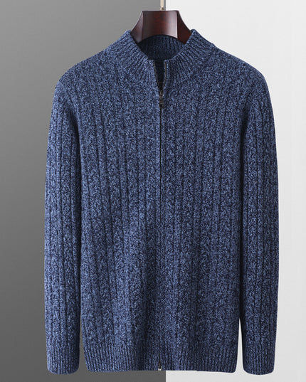 Woolen Sweater Men's Half-high Collar Zipper Top