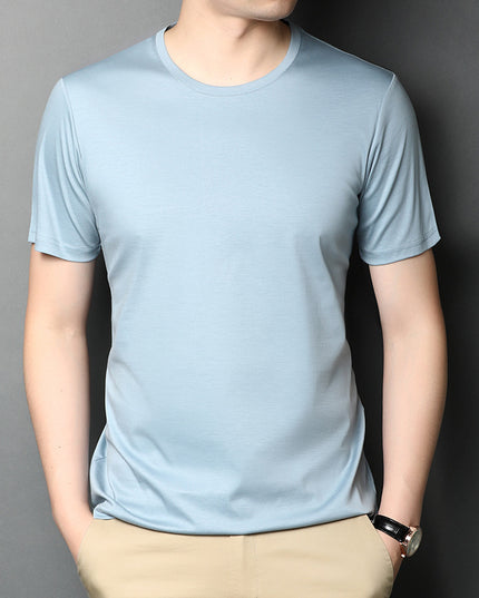 Men's Mercerized Cotton Loose Solid Color Short Sleeves