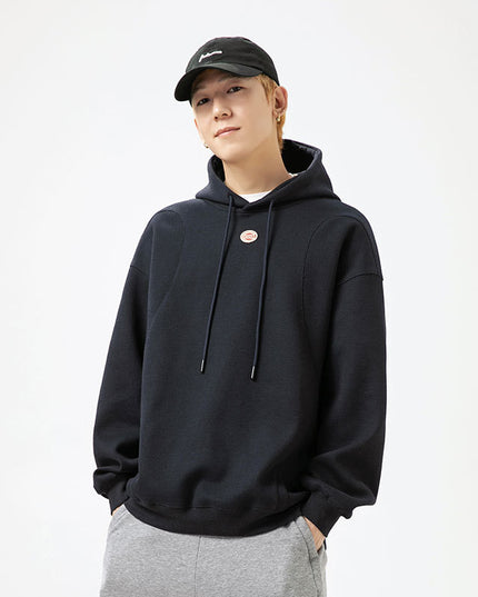 Embroidery Solid Color Patchwork Hoodie Men