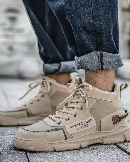 Ankle Boots Men Lace-up Martin Boots Platform Canvas Shoes