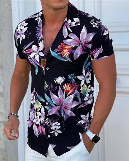 Men's Shirt Printed Beach Short Sleeve Top
