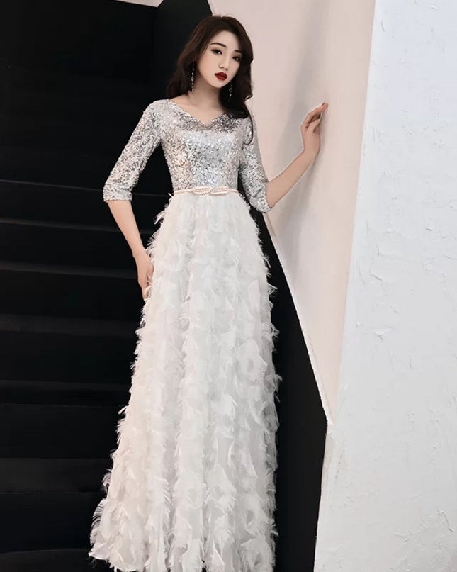Evening Dress Female White Suspenders Birthday Party