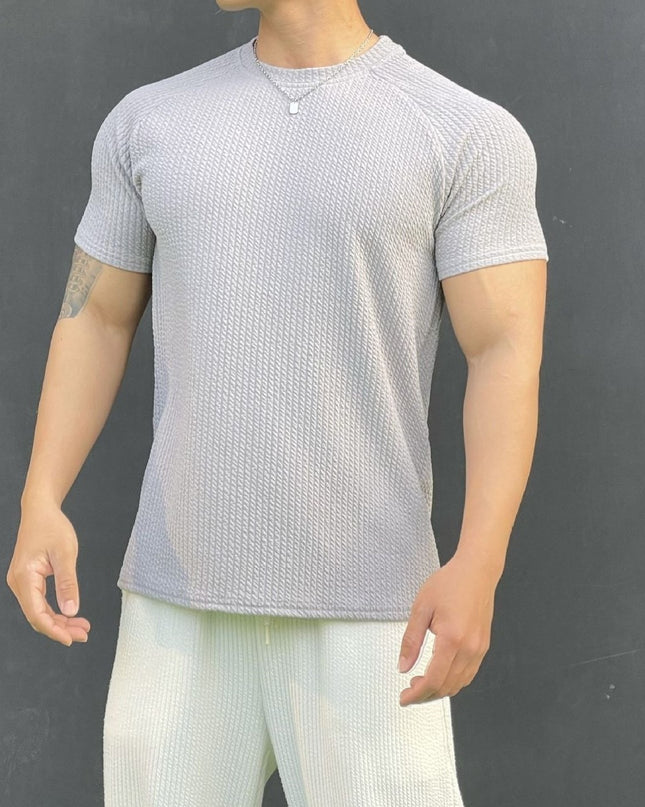 Summer Men's Snake Pattern Short Sleeve Solid Color Casual T-shirt