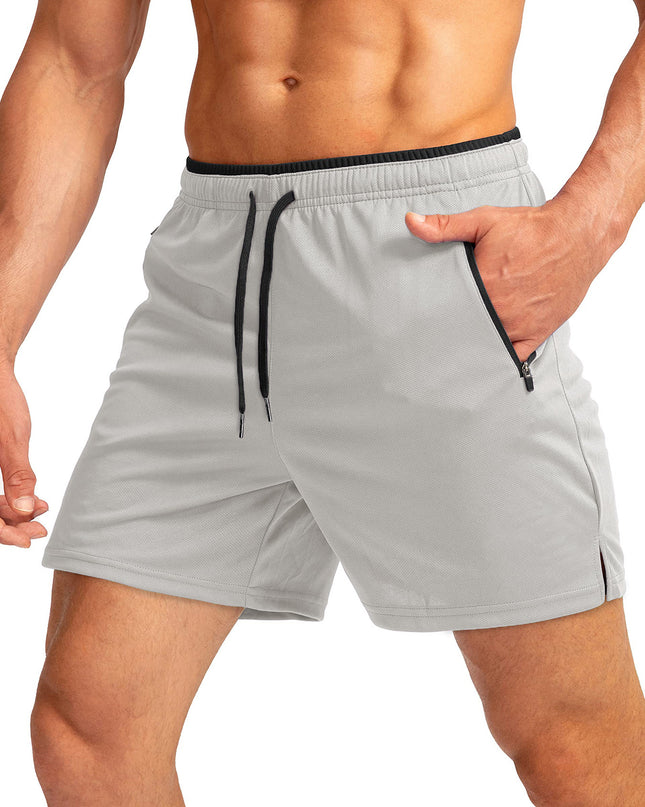 Men's Running Short Belt Zipper Pocket Quick-drying Gym Exercise Lightweight