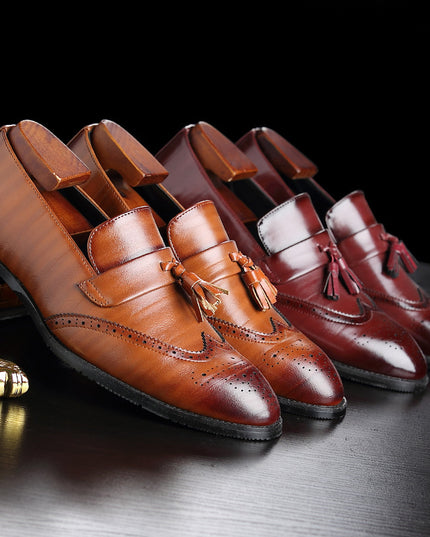 Casual Fashion Brogue Fringed Leather Shoes Men