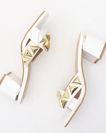 Season Open Toe High Shoes Chunky Heel All-matching Women's Simple Outdoor Sandals
