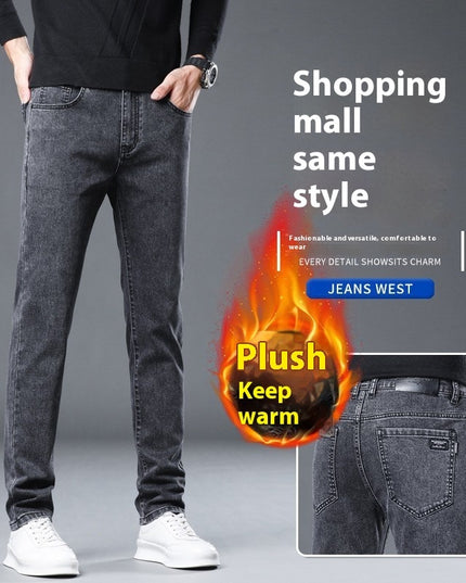 Men's Loose Straight Business Pants Winter Thick Style Trousers